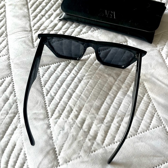 Zara Square Cat Eye Black Sunglasses - Picture 2 of 2